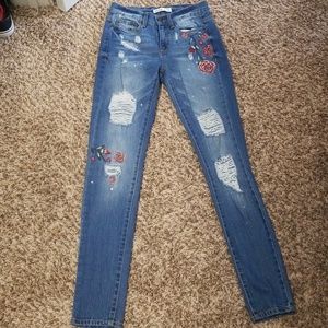 Flowerd skinny jeans